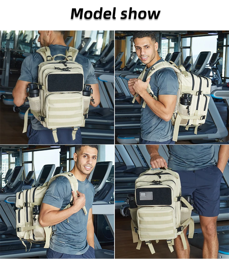 35l Khaki Tactical Backpack Practical Sporting Bags With 2way Zippers