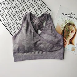 Женский Камуфляжный бесшовный укороченный Топ с длинным рукавом и бюстгальтер, леггинсы, брюки для йоги, одежда для спортзала, комплект для йоги, 3 предмета