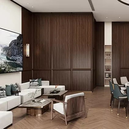 Modern Tasarımlı, Su Geçirmez ve Ses Yalıtımlı Özelliklere Sahip Oturma Odası, Villalar, Spor Salonu için Melinco PVC Dikişsiz Duvar Panelleri, Aynı Renk Serisi, 5 Yıl Garanti