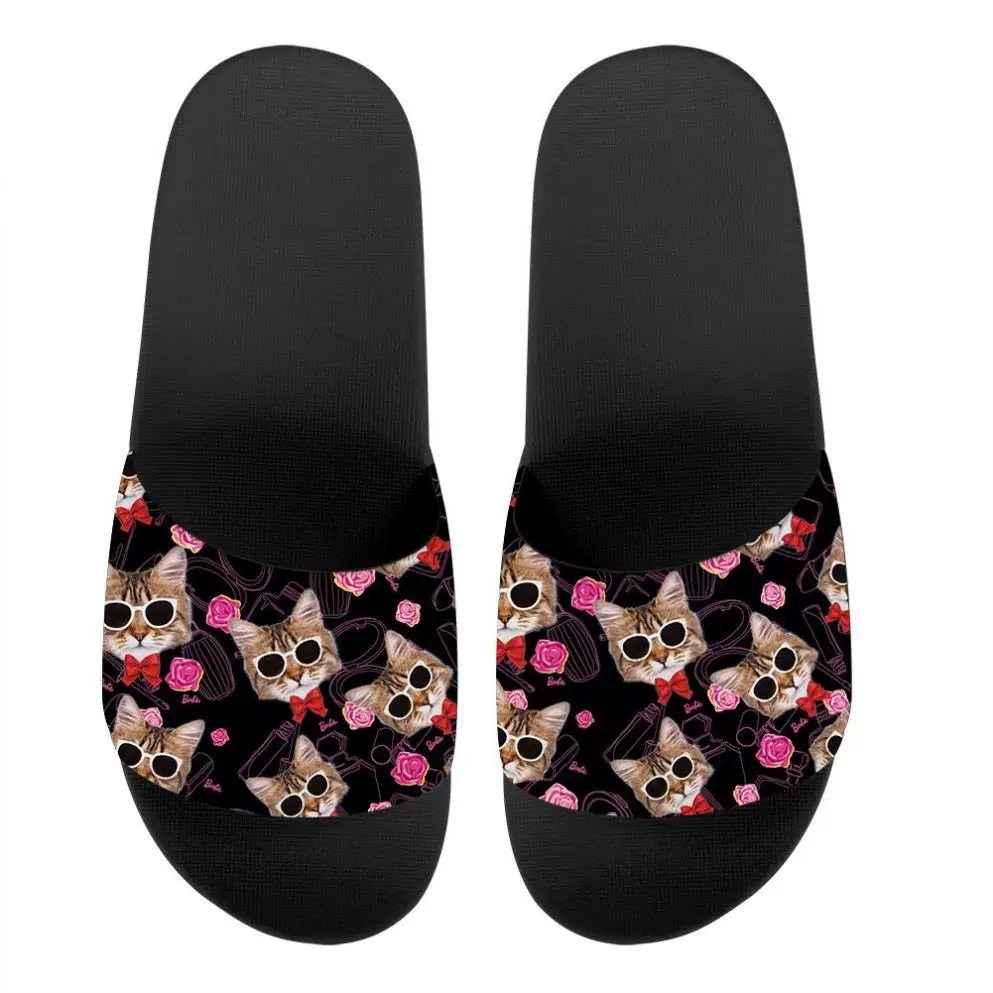 Stylish Cute Cat Head Pattern Trendy Customized Design Shower Shoes For  Women Exclusive Flat Sandals Ladies Slippers - Buy Slippers,Women's Sandals, Shoes Women Product on 