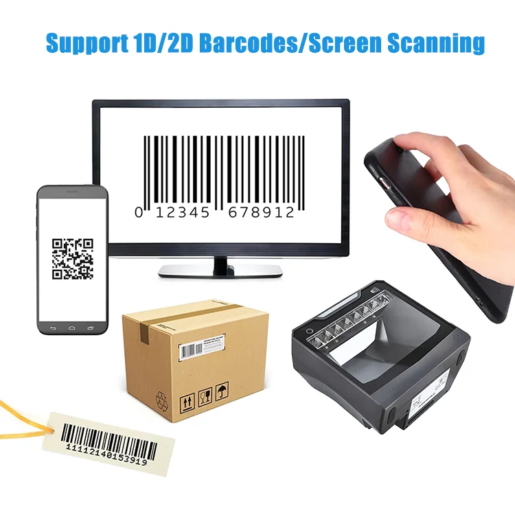 Brand 2D Omnidirectional Desktop Barcode Scanner Large window Scanning Barcode Reader