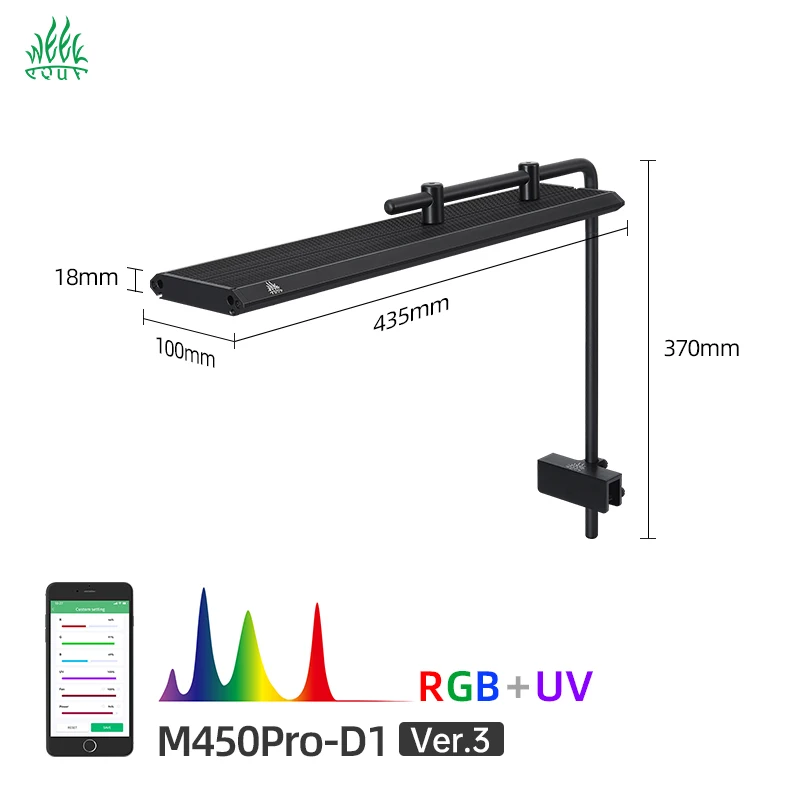 WEEKAQUA M Series M450 PRO LED Aquarium Light - Smart Control