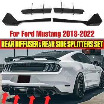 Car Rear Bumper Lip Diffuser Spoiler Rear Side Splitters Apron Flaps For Ford For Mustang 2018-2021 Chassis Spoiler Deflector