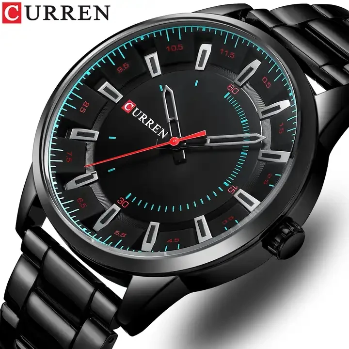 CURREN 8406 Fashion Black Men's Quartz Watch - Luxury & Waterproof