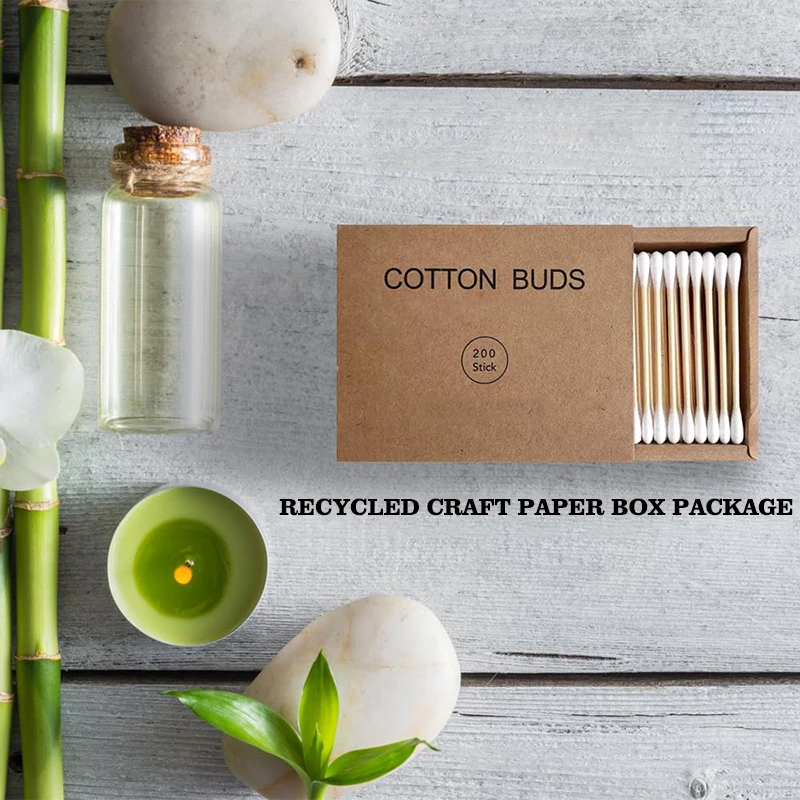 hot selling oem double-headed eco friendly bamboo makeup cotton buds wooden ear cleaning cotton swab case