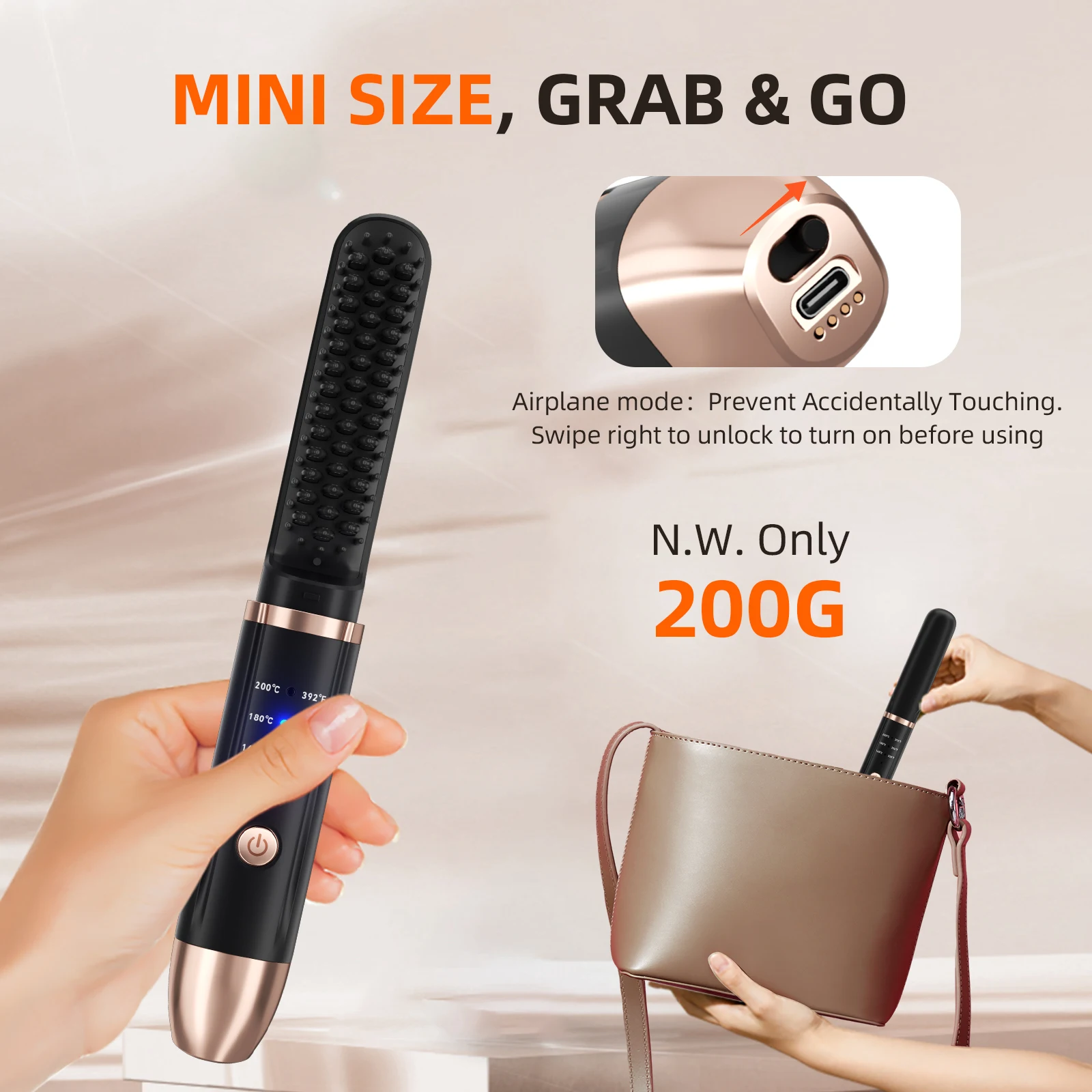 Multi-Function Beauty Personal Pocket Flat Iron for Beard Hair 2 in 1 Comb Flat Iron Hair Straightener Brush