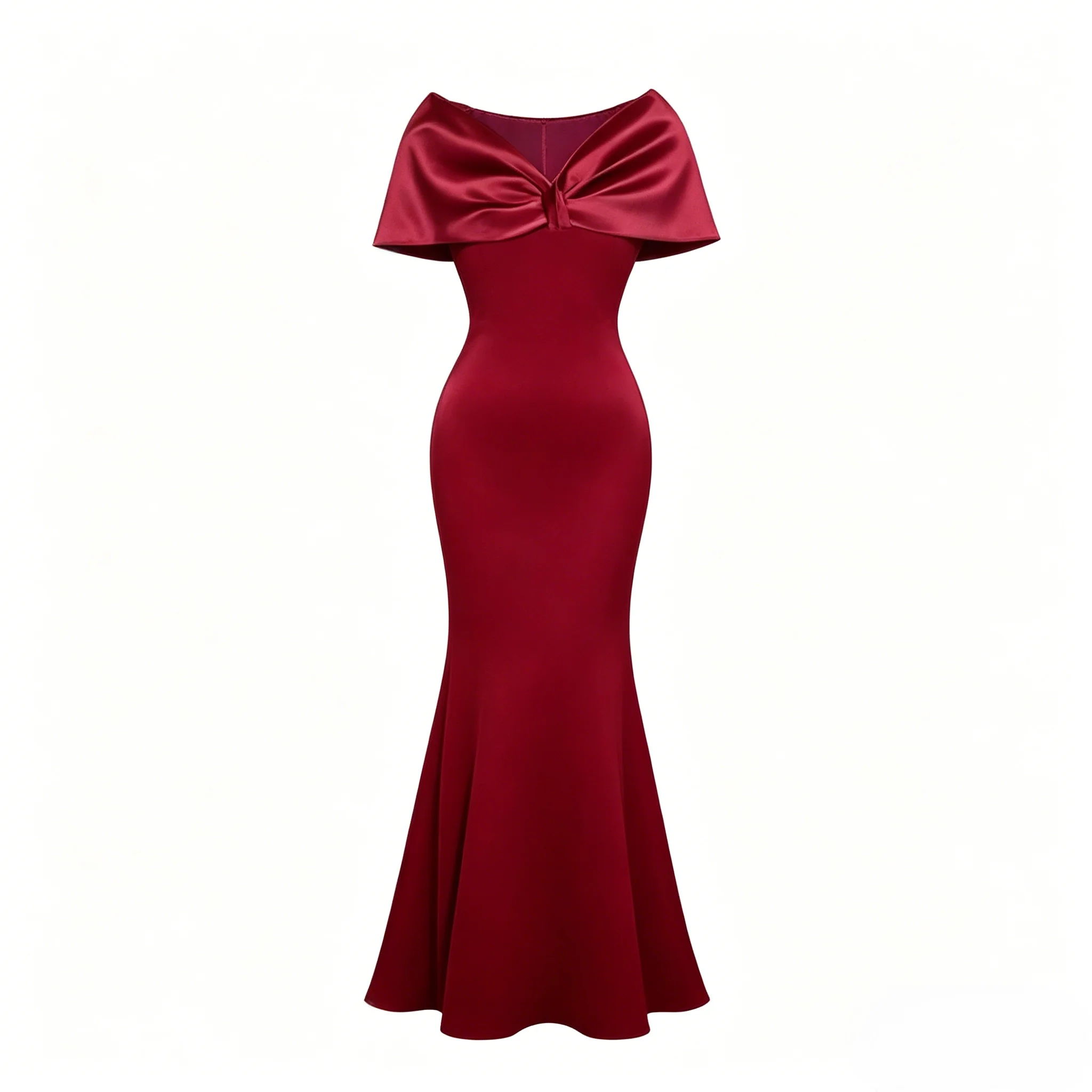 Elegant Fashionable Breathable Light-luxury High-end V-neck Slim Fit High Waist Polyester Fishtail Long Dress Women Red