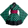 Tanjiro Maid Skirt Short Style B (Main Green) (Kimono Obi Belt with Large Bow)