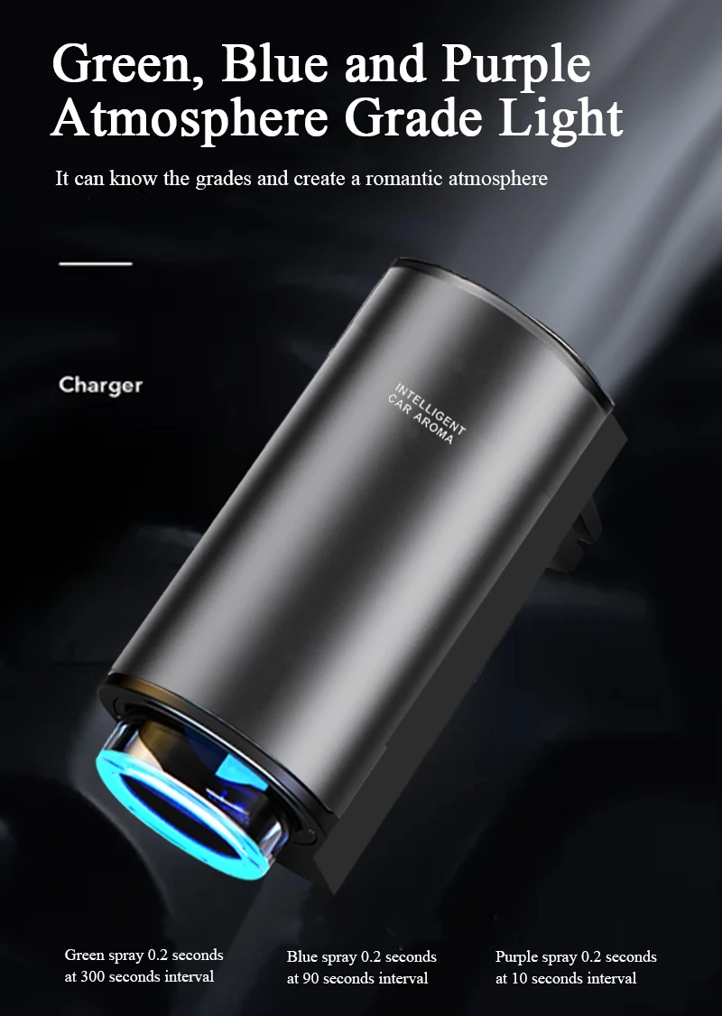 Rechargeable Car Air Purifier Waterless Essential Oil Alloy Car Vent