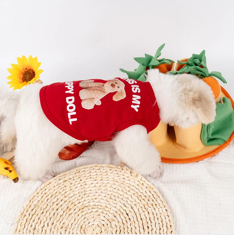 New Summer Thin Anti-hair Pet Clothes Bear Vest Than Bear Chihuahuas Small and Medium-sized Dog Clothes Cross-border details