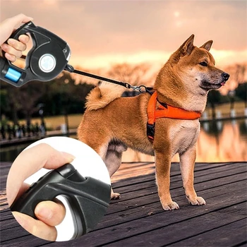 Alternative view of 4.5M LED Flashlight Dog Leash Extendable Retractable Pet Lead Automatic Flexible Plastic Traction Rope Belt Padded Garbage Bags