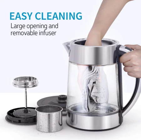 Electric Kettle, Variable Temperature Tea Kettle 1.7L, 1500W Fast Boil  Glass Water Kettle w/ 1Hr Keep Warm Function, Silver