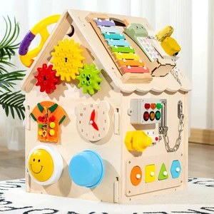 New Creative Wooden Montessori Busy House Activity Board Early Education Concentration Training Toy for Infants Kids
