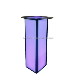 Portable Foldable Square LED Contemporary Hotel Use Illuminated High Cocktail Table Easy Assembled Furniture
