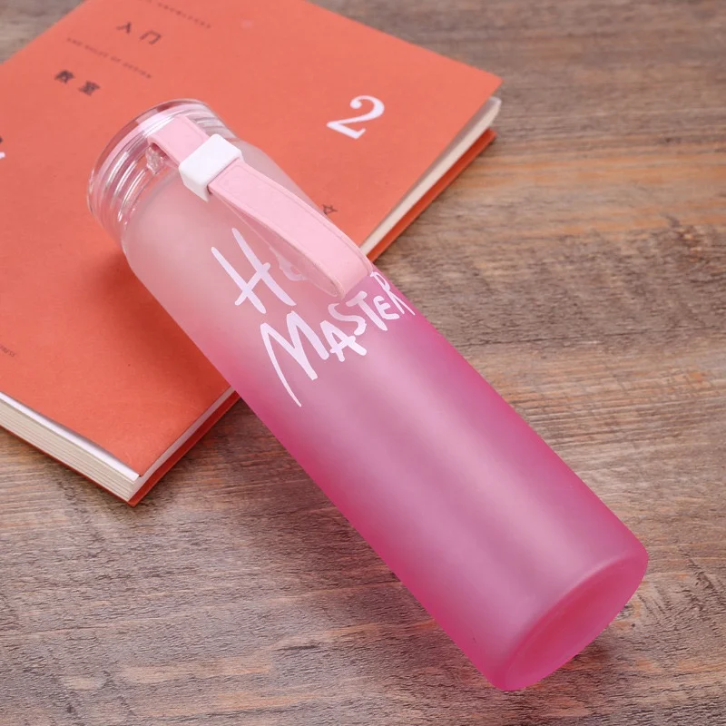 Wholesale High Grade Colorful Letter Frosted Water Bottle Gradually Change Color High Borosilicate Glass Water Bottle