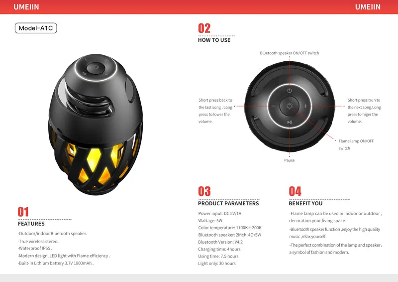
2021, романтическая имитация пламени, Водонепроницаемый ночник, светодиодная лампа, уличный, для барбекю, кемпинга, Bluetooth-динамик 
