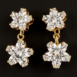 Trendy Waterproof Brass Flower Crystal Stud Earrings Custom Design Fashion Jewelry for Women Wholesale OEM ODM