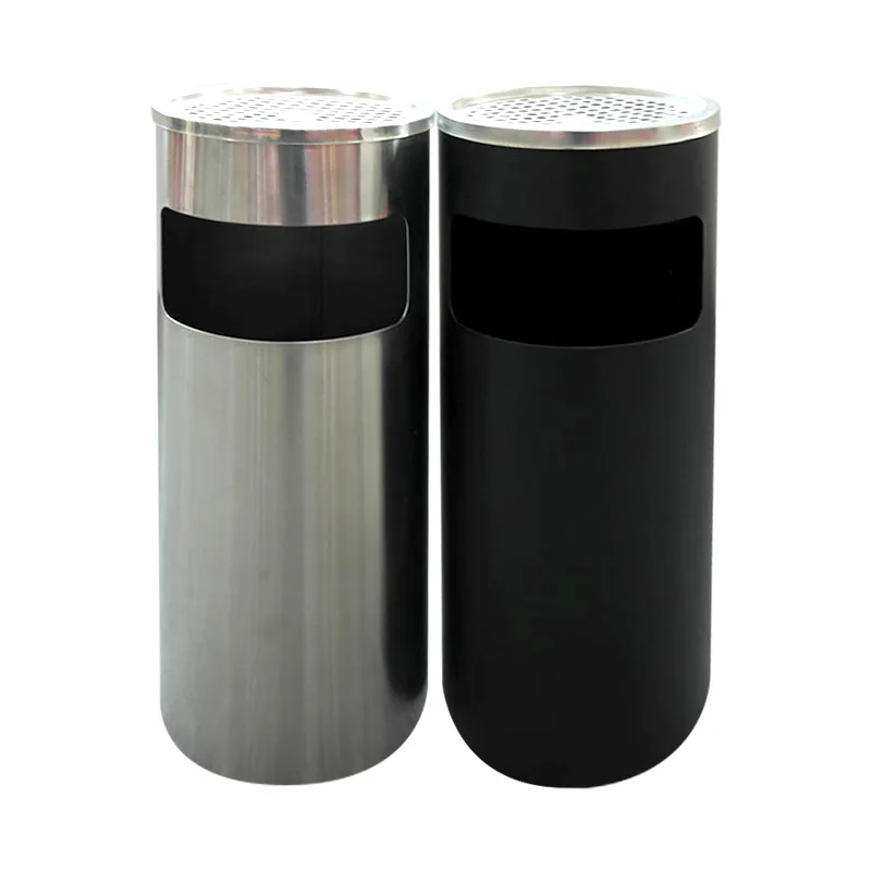 Poubelle Extérieure Avec Cendrier – 35 L, Acier Inoxydable – Pour Jardin, Hôtel, Supermarché - 9