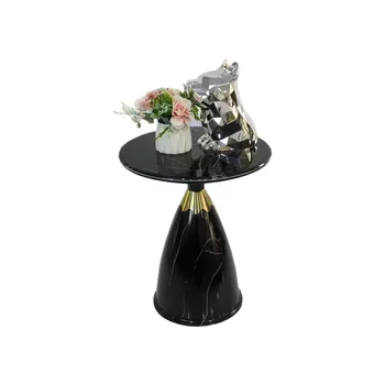 Luxury Contemporary Metal and Wooden Base End Table Home Decorative Accessory for Living Room Corner Coffee Tables Furniture
