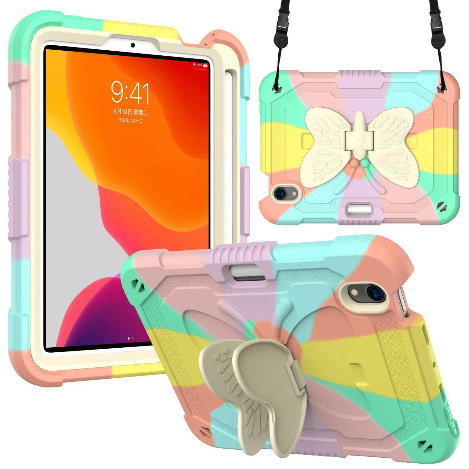 Heavy Duty Shockproof Protective Case for IPad Mini 6 2021 Lightweight Shockproof Handle Stand Rugged Cover