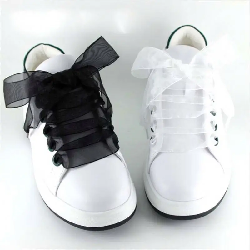 Shoelaces Flat Silk Satin Ribbon Sport Shoes Laces Sneakers Shoestrings Fashion 