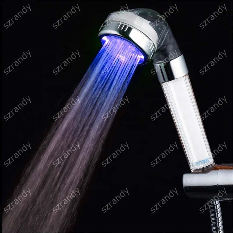 3 Color No Battery Needed LED Color Lighting Filter Shower Heads Bathroom RGB LED Shower