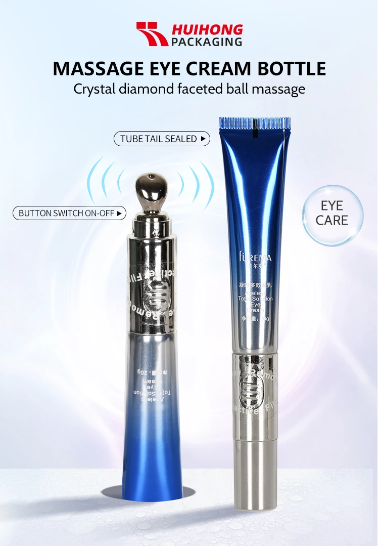 Eye Cream Cosmetic Tube In Stock 20ml D18 Pe Soft Tube With Massage Applicator Zinc Alloy Silver