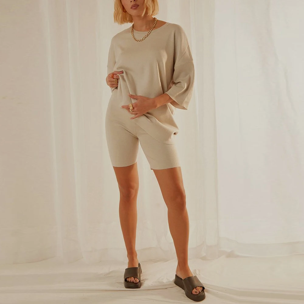 Women Rib-knit Loungewear Set,Summer 