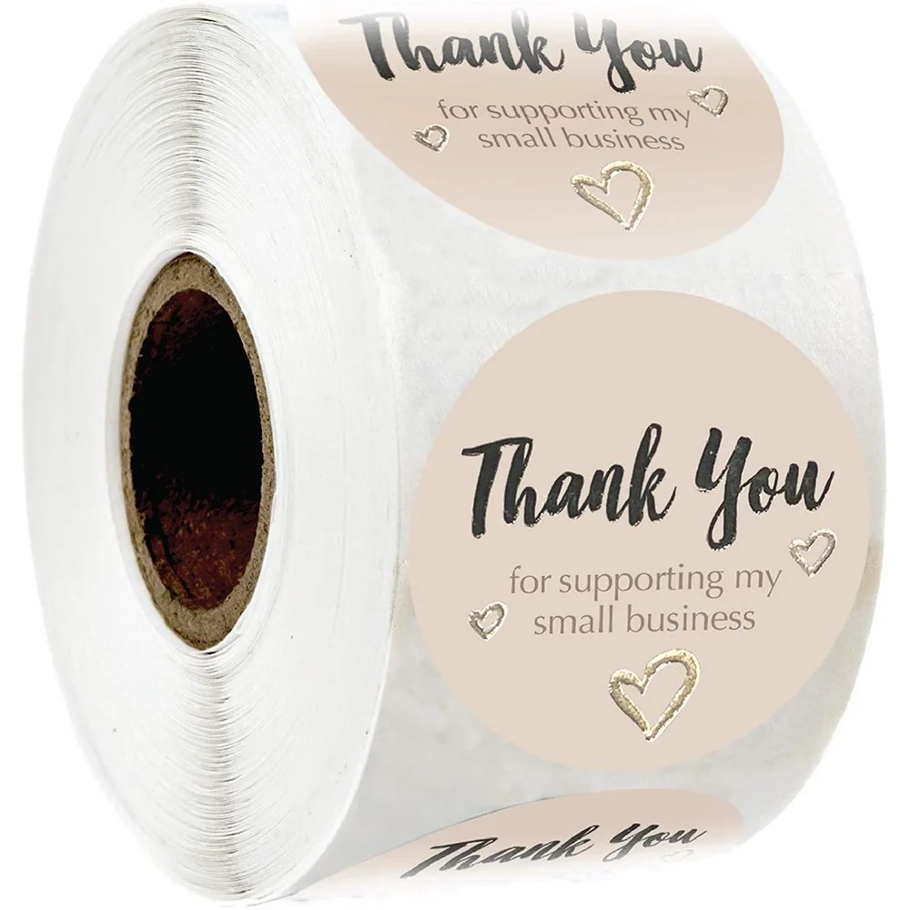 New Design Thank You For Supporting My Small Business Sticker Labels Peach Color With Gold Foil Hearts For Patronage Buy Thank You For Supporting My Business Stickers Thank You For Your Patronage