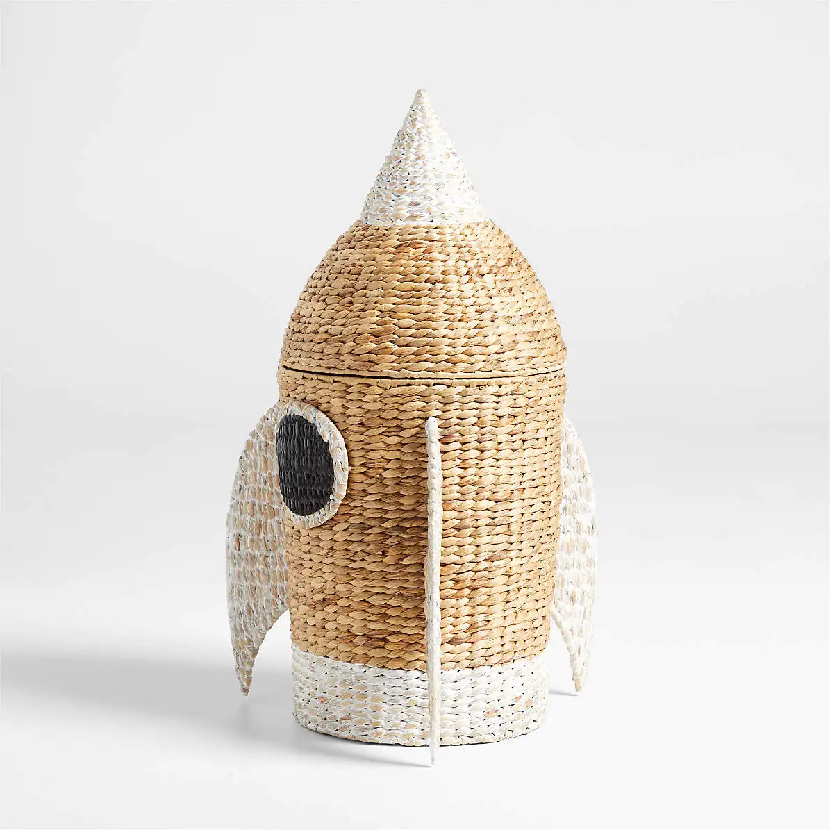 Cute Basket For Kids Natural Water Hyacinth Storage Basket Ecofriendly Rocket Hamper For