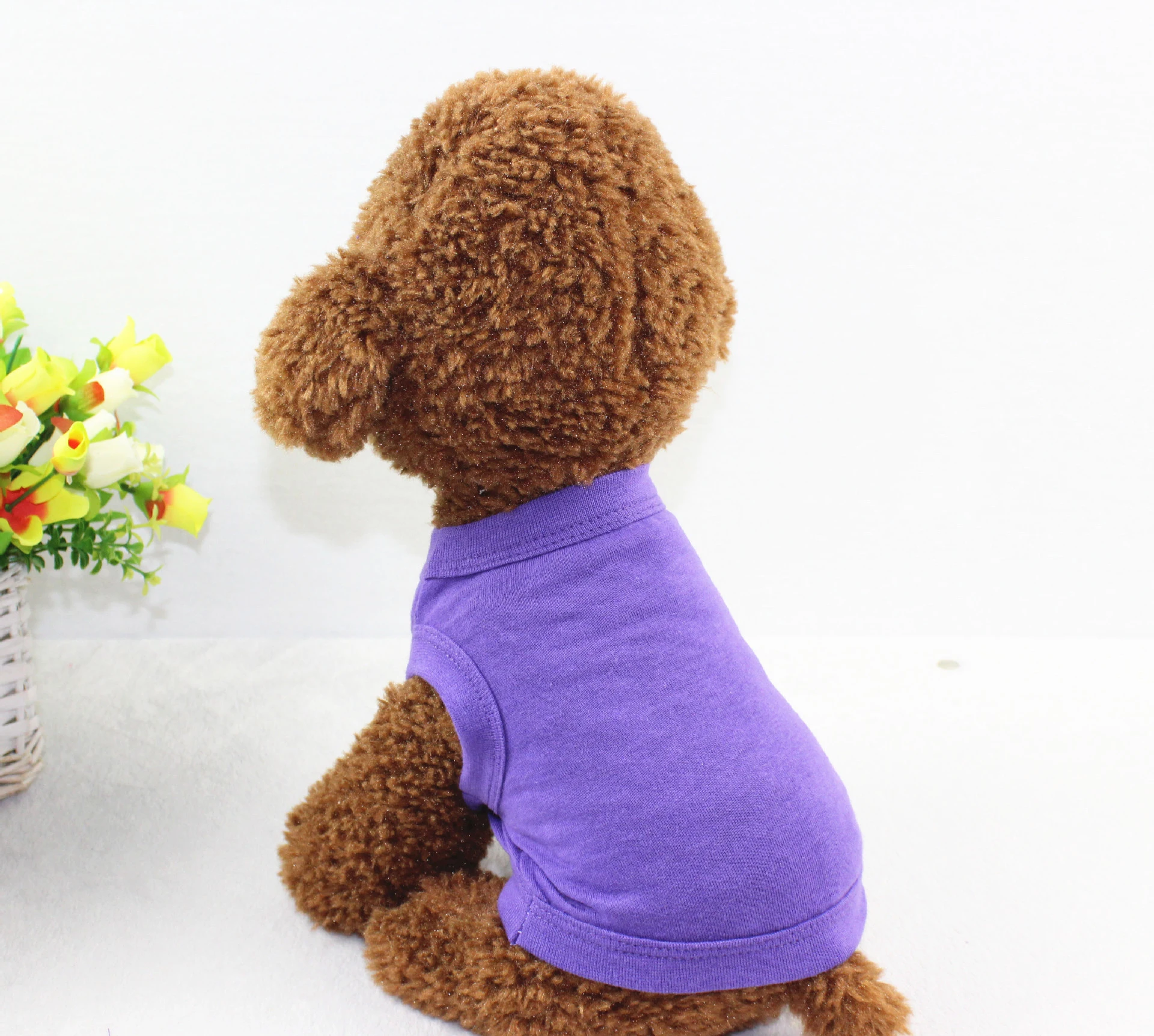 Wholesale Summer Cheap Cotton Plain Color Pet Dog Clothes Blank Dog T