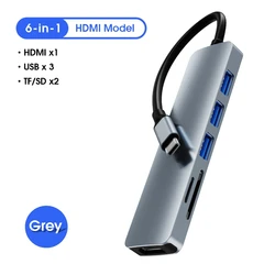 Алюминиевый USB-концентратор 6 в 1 для Macbook Pro Тип C 3 0 4K HDTV SD
