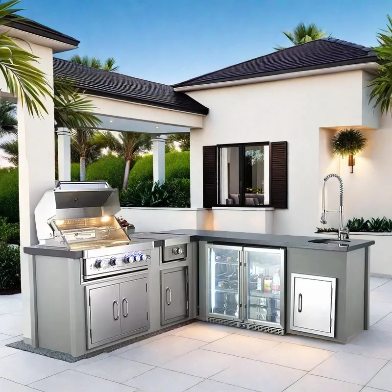 Custom Modular Outdoor Kitchen Stainless Steel BBQ Grill Island with ...