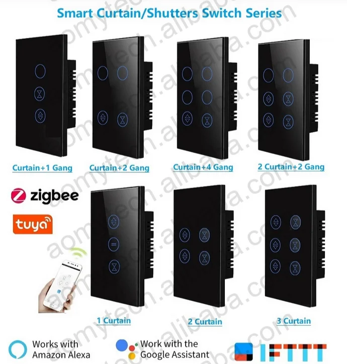 WiFi Smart 2 Gang Curtain Switch Control Electric Roller Smart Life 10A ...