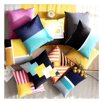 Buti velvet luxury geometric nordic home decor blue Yellow throw pillow cushion cover custom print pillow case