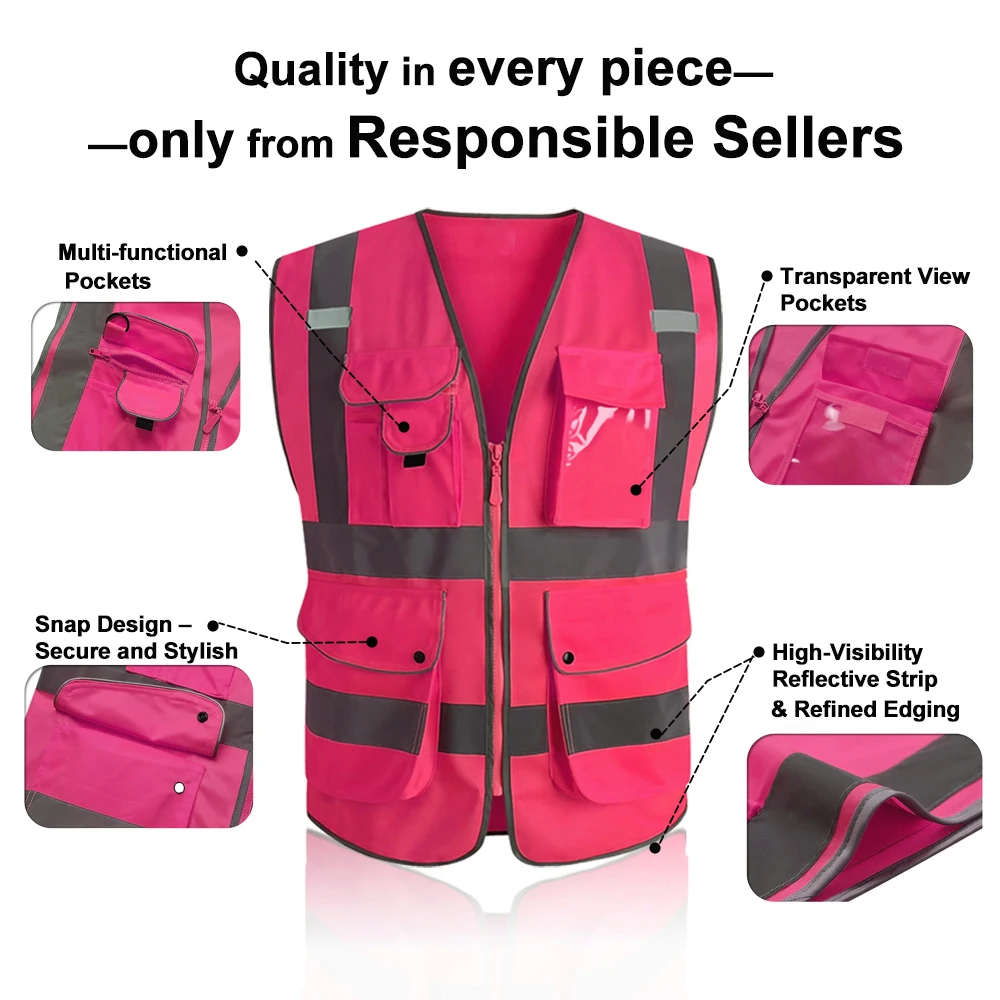 Amazon Chaqueta Reflectante Rosa Chalecos Reflectantes De