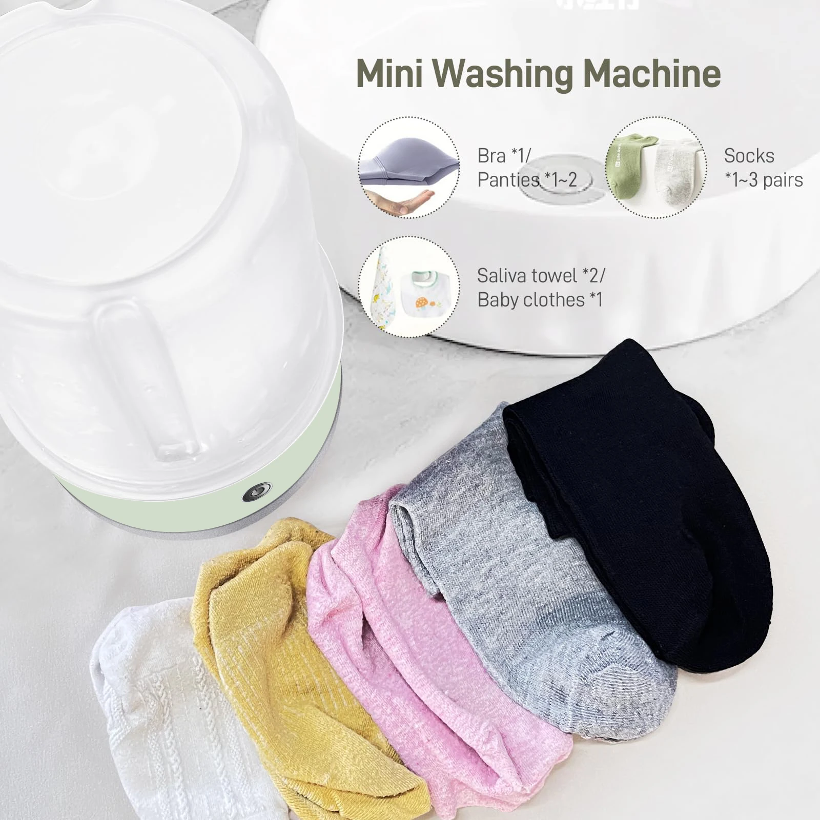 Cordless Travel Rechargeable Mini Washer Portable Washing Machine for Small Clothes at A aperçu 3