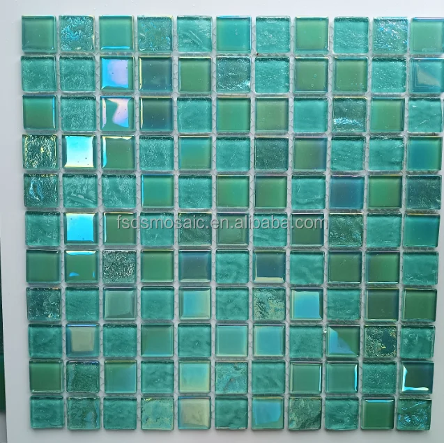 Swimming Pool Glass Mosaic Colorful  Iridescent Tiles Strip Swimming Pool Mosaic Tile Wall Floor Decoration