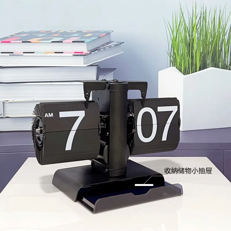 インテリア時計 Flip Calendar Clock Vintage Desk Flip Clock with Calendar - Perfect for Elders