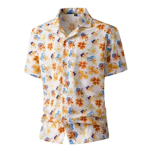 New 3D Printed Floral Breathable Summer Casual Short-Sleeved Single Breasted Knitted Men's Shirt
