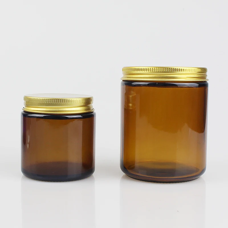 Hot Sale 2oz 4oz 8oz Round Empty Glass Clear Amber Candle Jars With ...