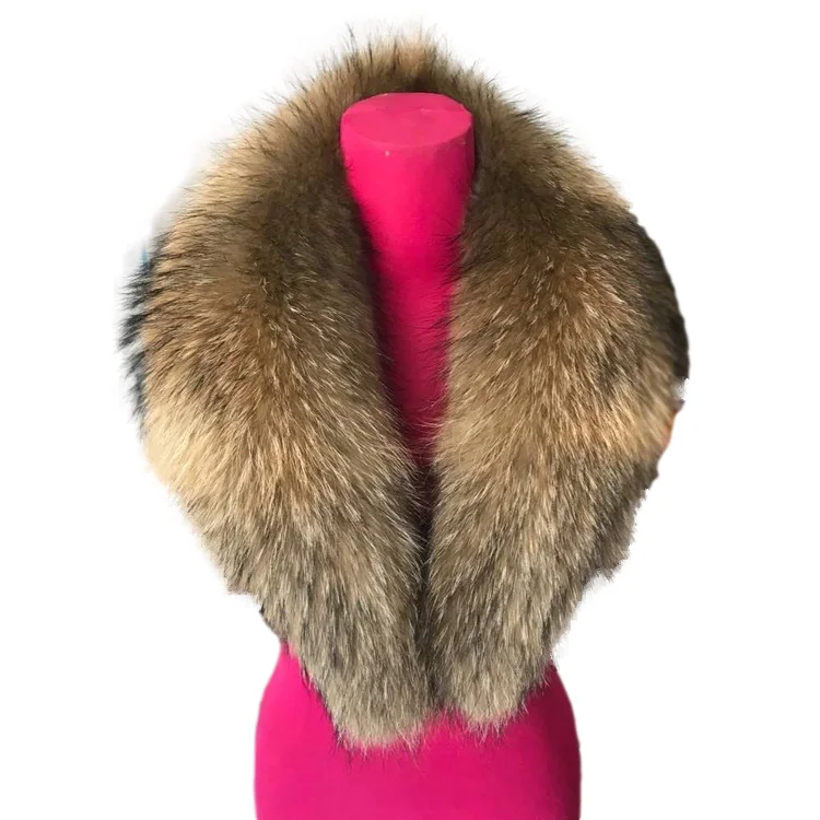 Wholesale Women Coats Detachable Raccoon Fur Collar For Clothing Real Trim For Hood