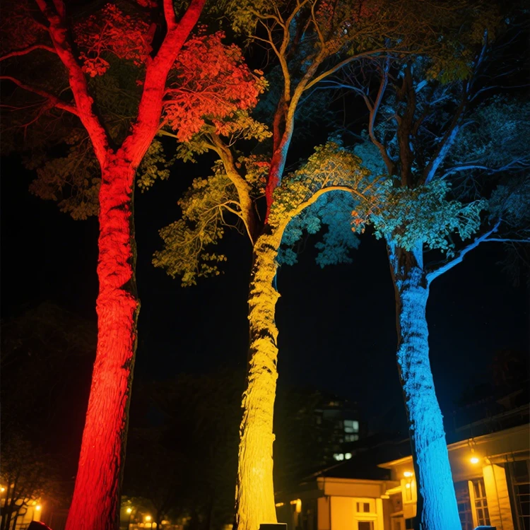 DMX Outdoor RGB Color Palm Tree Ring Light 18W IP65 Waterproof Park Garden Spotlight Landscape Pole Post Coconut Hug Tree Lamp