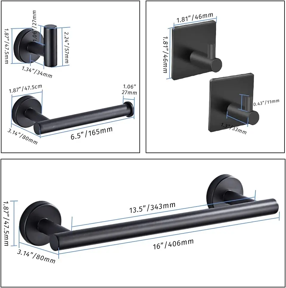 Bathroom Accessories Shower Black Luxury Bathroom Hardware Towel Hook