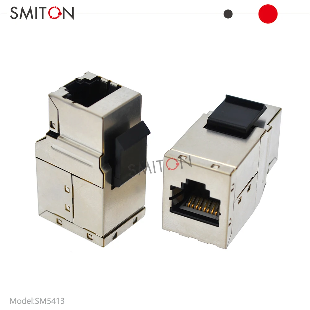 Shielded Straight Through Cat6a Rj45 Keystone Inline Coupler For