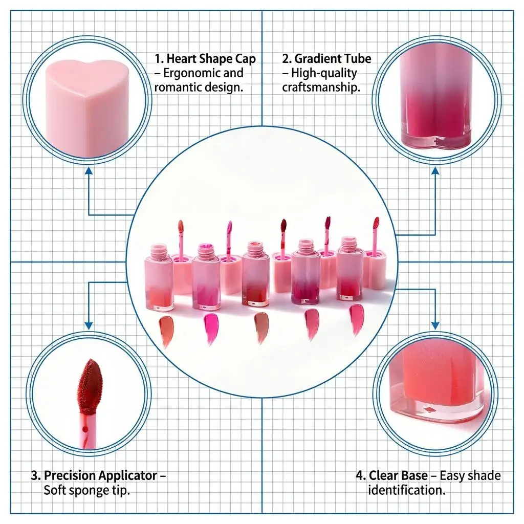product highly pigmented heart shape liquid blush gradient tube long lasting private label face cheek tint wholesale-6