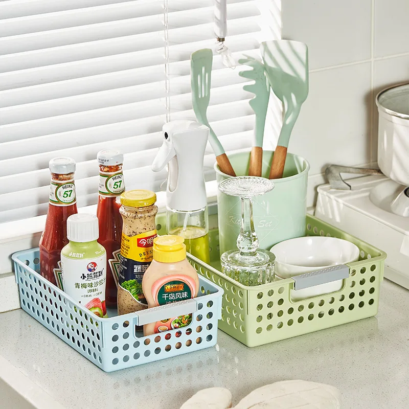 Plastic Storage Baskets Desktop Storage Organizer For Bathroom Kitchen
