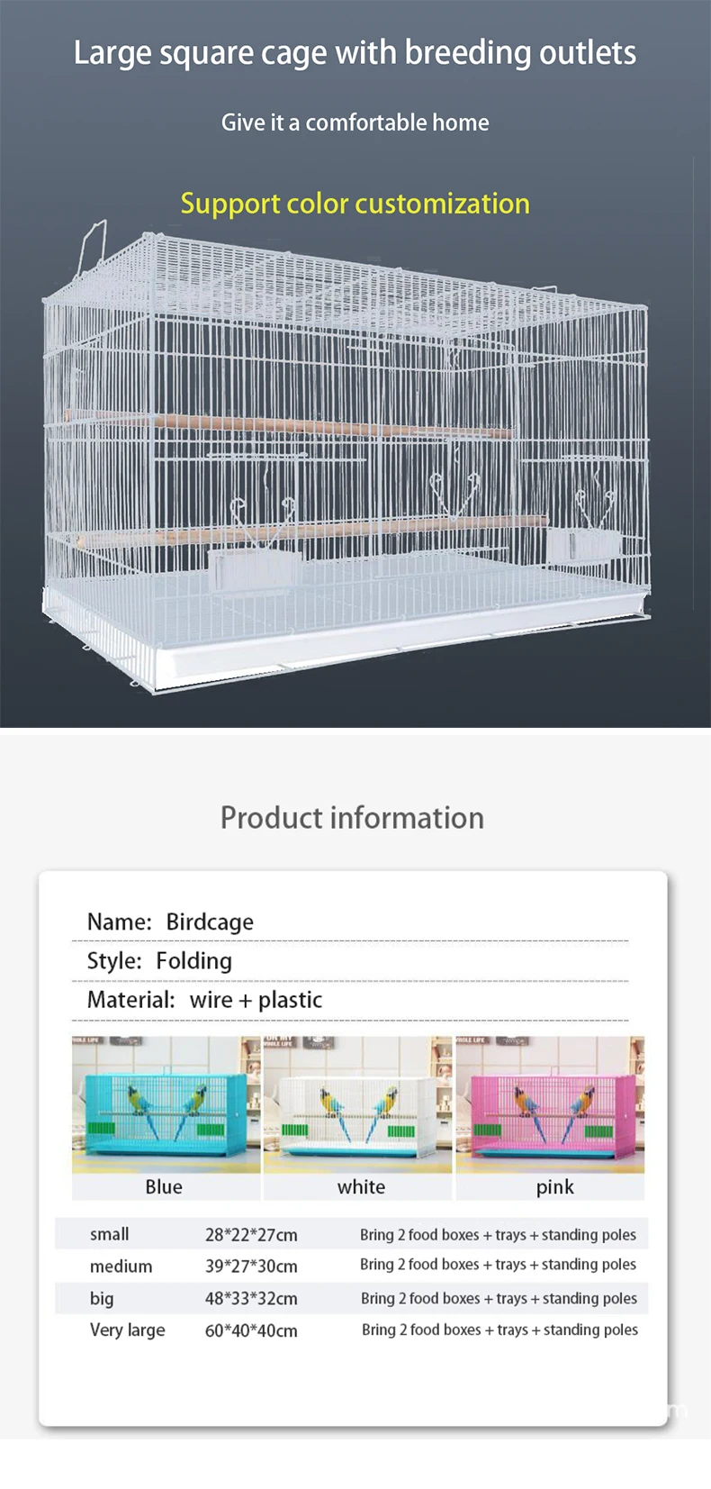 Large Bird Cages for Parrots Canary Pet Cage & Carrier Bag - Oversized Parrot Cages For Canary