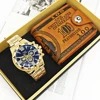 Orologio nero e oro + Portafoglio + Scatola regalo