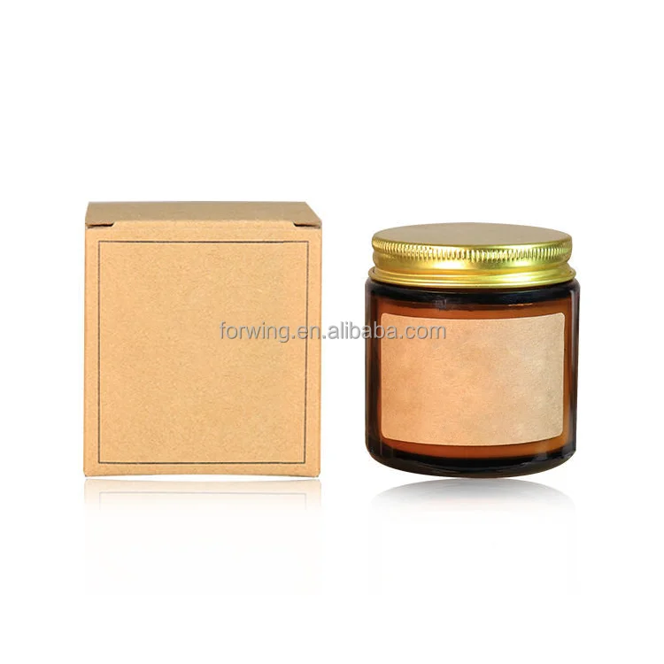 Wholesale 4oz 8oz Clear/Amber Customer Label Empty Glass Candle Jars With Metal Lids manufacture